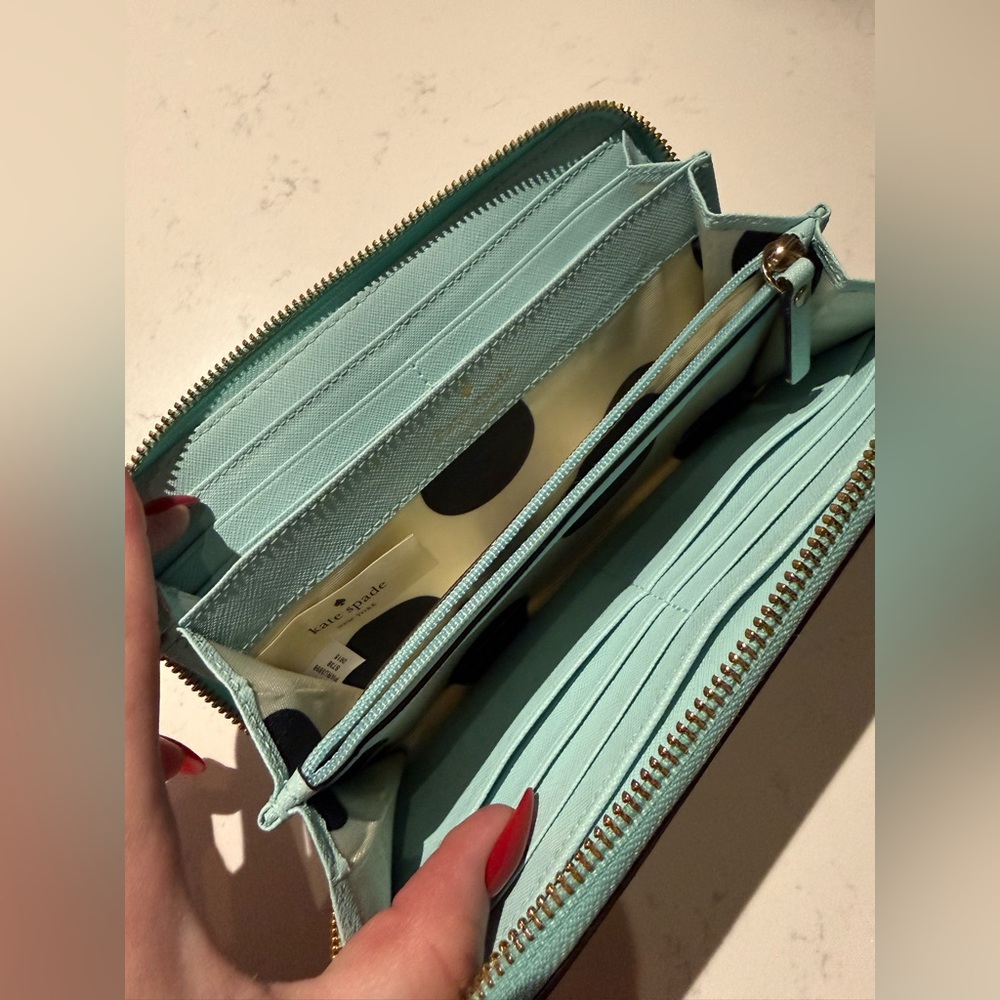 Sold! Kate Spade Eggshell Blue Zip Wallet - Picture 4 of 10